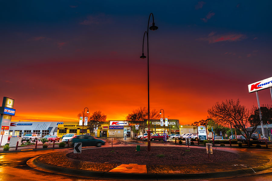 Horsham_Plaza_sunset